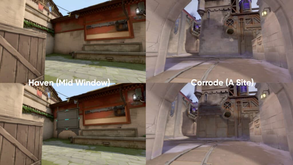 Haven and Corrode updates (Images via Riot Games | Edit via esports.gg)