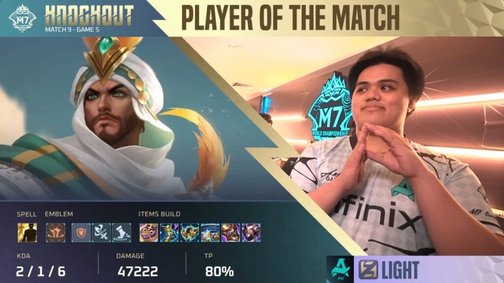 Light led Aurora Gaming PH to win the final match of the series. (Image via Moonton Games)