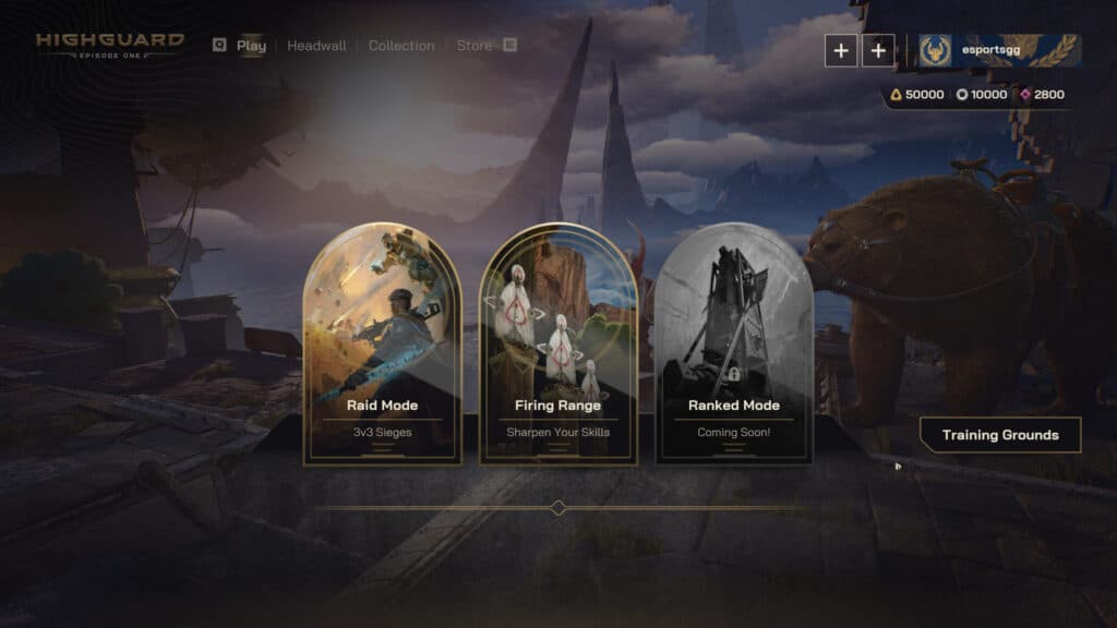 Highguard's game modes (Screenshot via esports.gg)