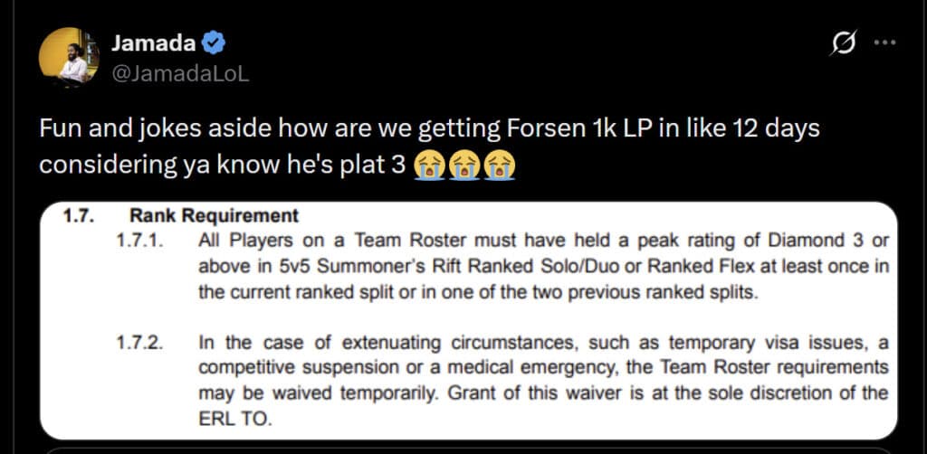 LoL broadcast talent Jamada (Screenshot via esports.gg)