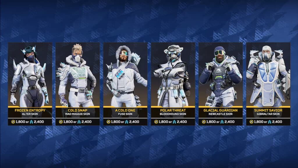 The Winter Wipeout event store also features legendary character skins (Image via EA)