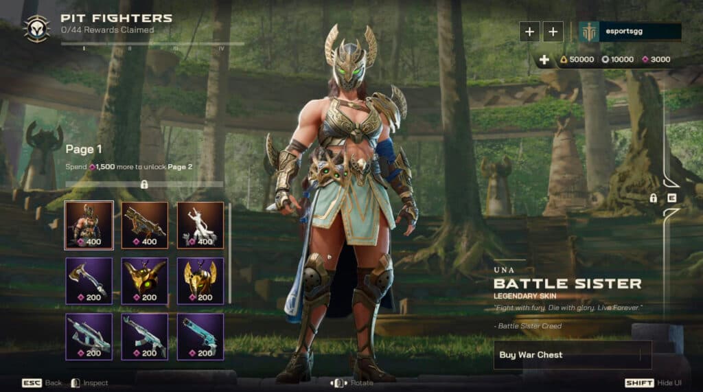 Some of the cosmetics in the Pit Fighters War Chest. Screenshot by esports.gg