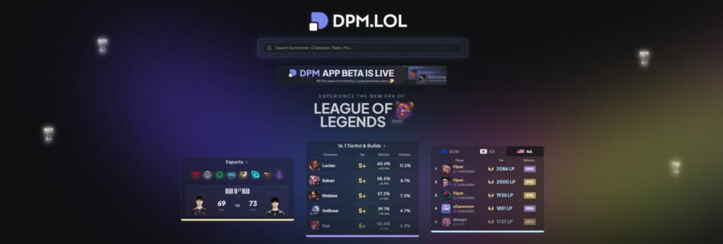DPM.LOL front page (Screenshot from DPM.LOL)