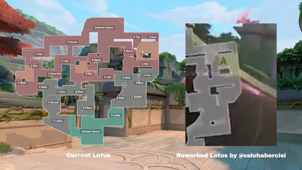 Leaks suggest that Lotus will be reworked on V26A2 (Collage by esports.gg/Image by valohabercisi)