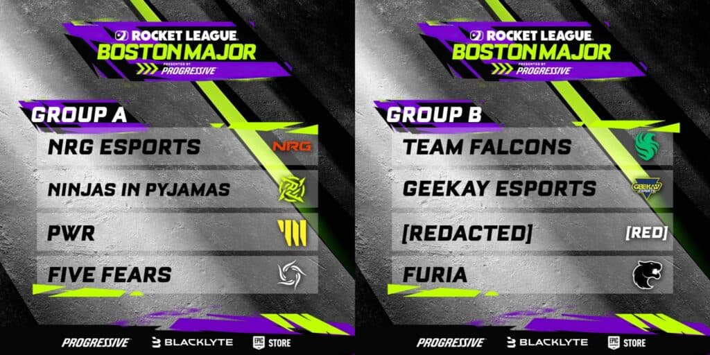 Teams in Groups A and B (Image via Rocket League Esports)