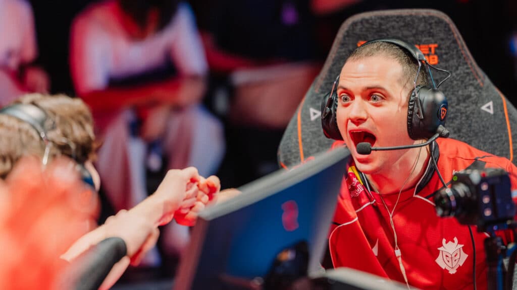G2 babybay celebrating after a clutch (Image by Colin Young-Wolff/Riot Games)