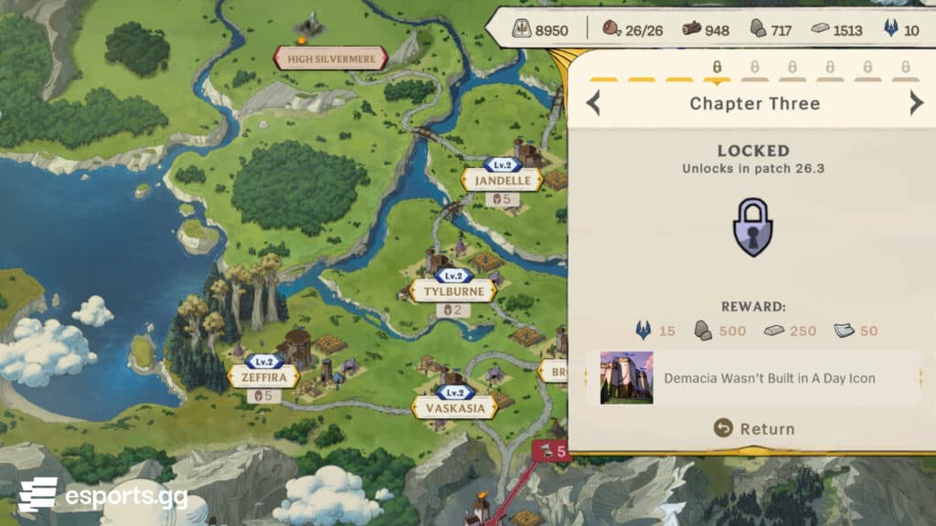 Chapter Three will be unlocked in the LoL patch notes 26.3 (Screenshot via esports.gg)