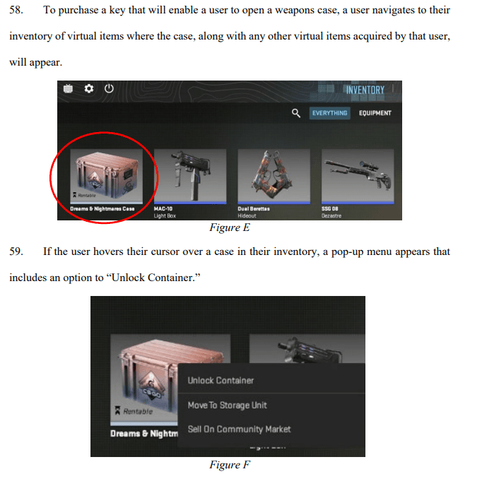People of the State of New York v. Valve Corporation, Complaint, p. 13, filed Feb. 25 2026, New York Supreme Court. (Screenshot via esports.gg, New York Attorney General's Office)