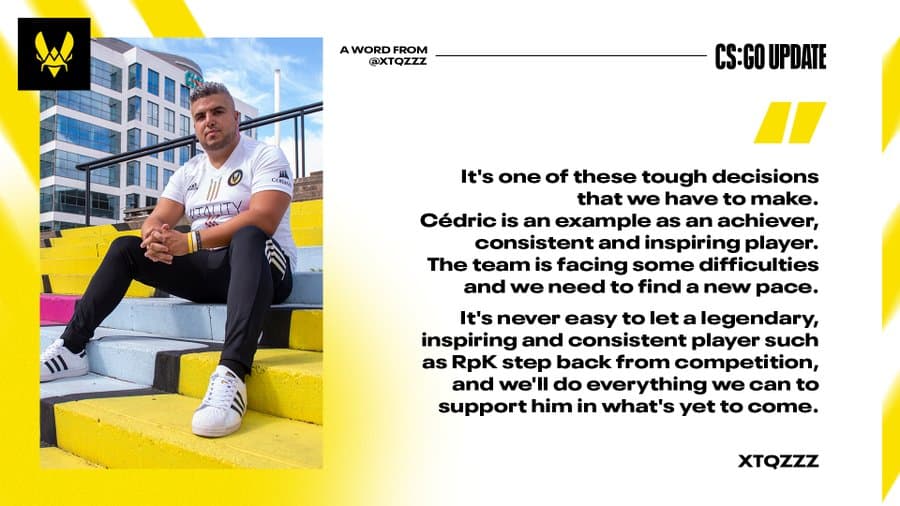 <em>RpK will step down from Vitality’s active roster after the BLAST Showdown. Image Credit: </em><a href="https://twitter.com/TeamVitality/status/1381585396535074824" target="_blank" rel="noreferrer noopener nofollow"><em>Team Vitality</em></a><em>. </em>