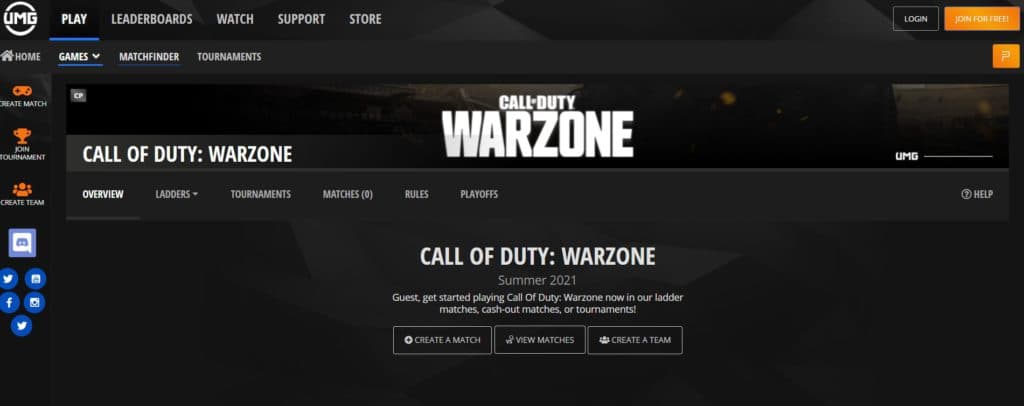 UMG allows you to create tournaments or join existing ones.