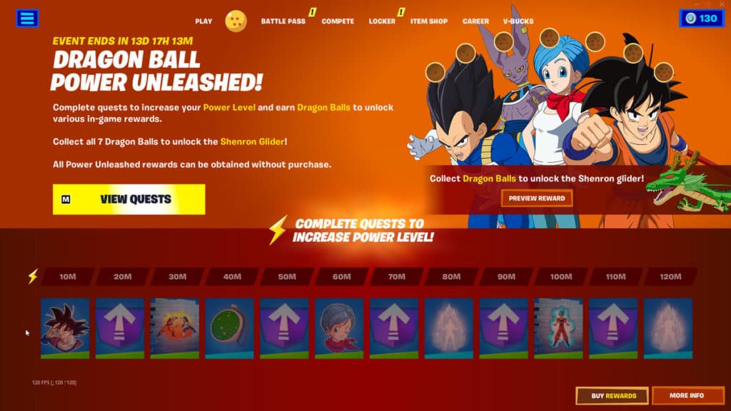 Fortnite x Dragon Ball Z quests