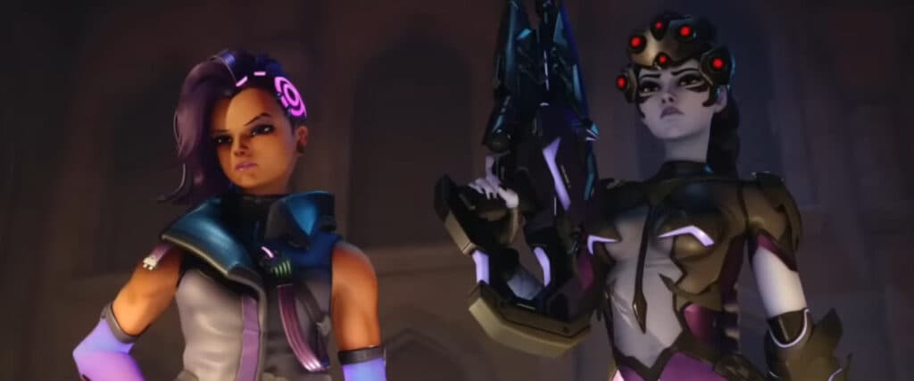 Sombra and Windowmaker approach Zenyatta (Image via Blizzard Entertainment)