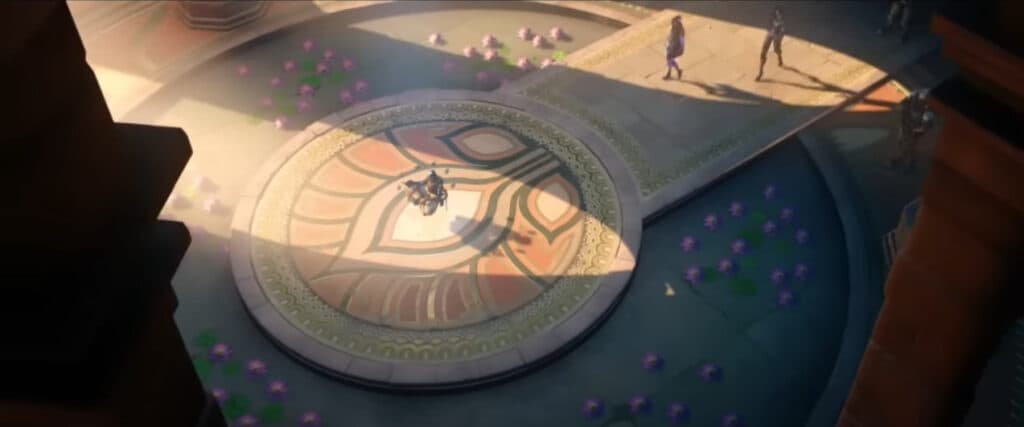 Zenyatta and Talon cutscene in 2023 (Image via Blizzard Entertainment)