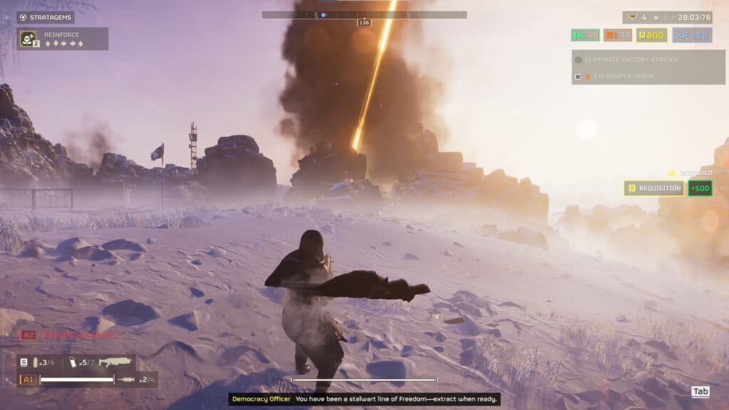 The Orbital Laser makes defeating the Factory Strider much less stressful (Image via esports.gg)