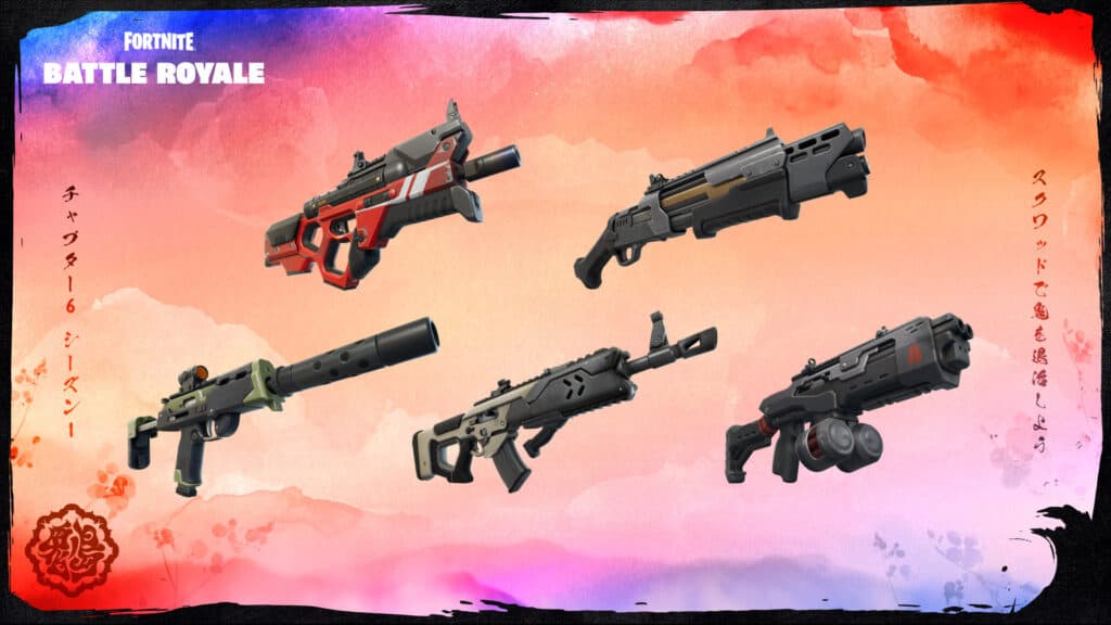 Weapons in Chapter 6 (Image via Epic Games)