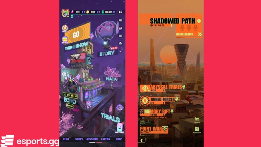 How to access the Dislyte Shadowed Path - Doomsday Horizon event (Screenshots via esports.gg)