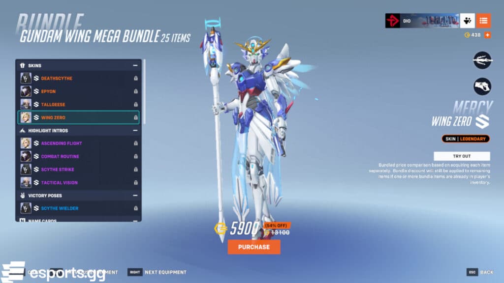 Wing Zero Mercy skin (Screenshot via esports.gg)