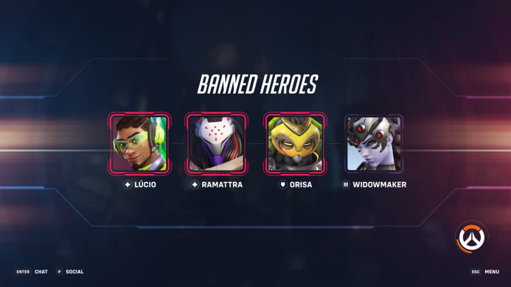 Overwatch 2 hero bans screenshot (Image via Blizzard Entertainment)