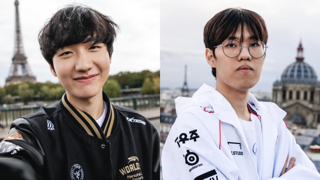 Peanut and Oner at LoL Worlds 2024 (Photo by Riot Games)