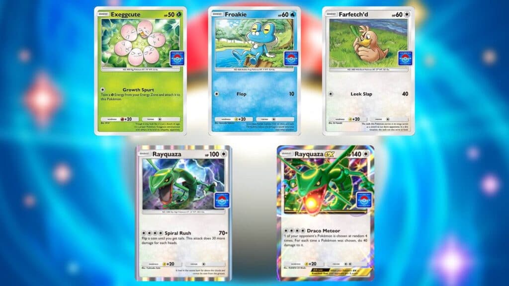 Promo cards for the Rayquaza ex drop event in Pokémon TCG Pocket. (Image via esports.gg)