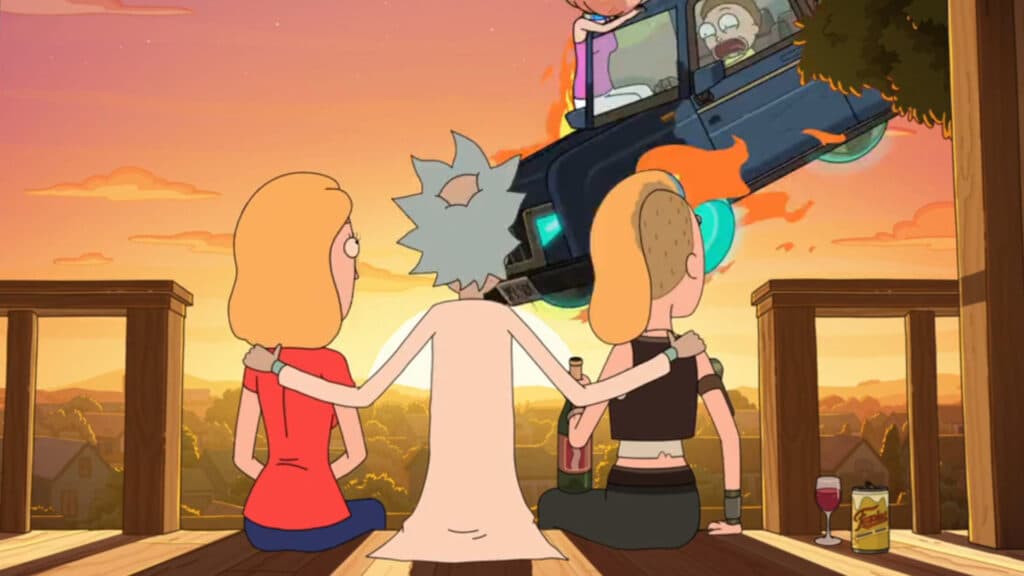 Rick with Beth and Space Beth (Image via Adult Swim)