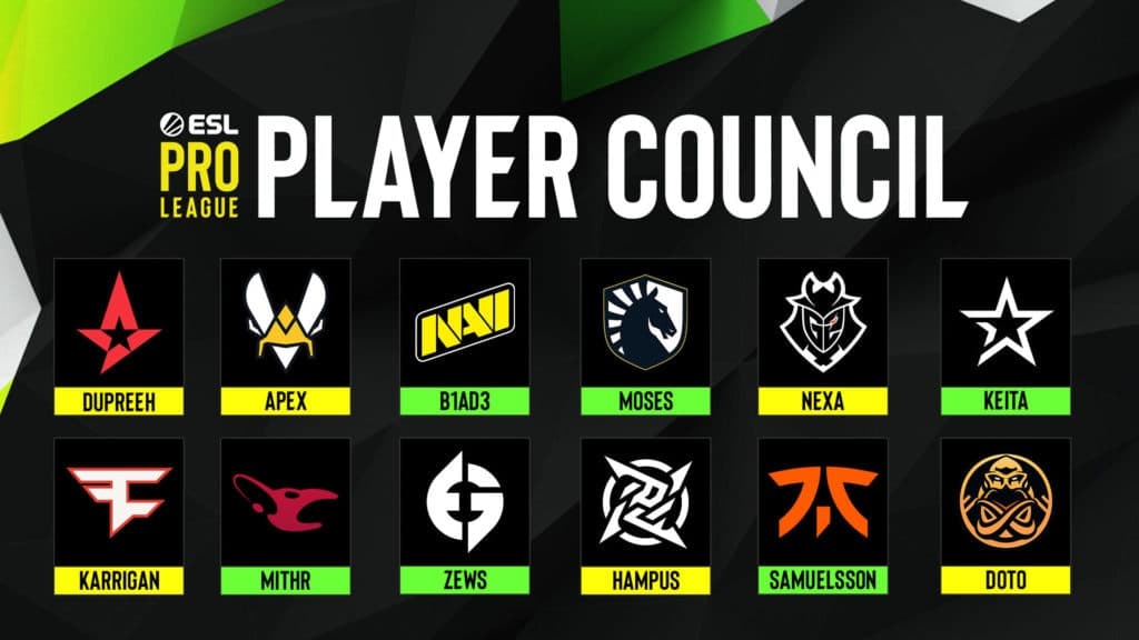 Members of the ESL Pro League player council. Image Credit: ESL.