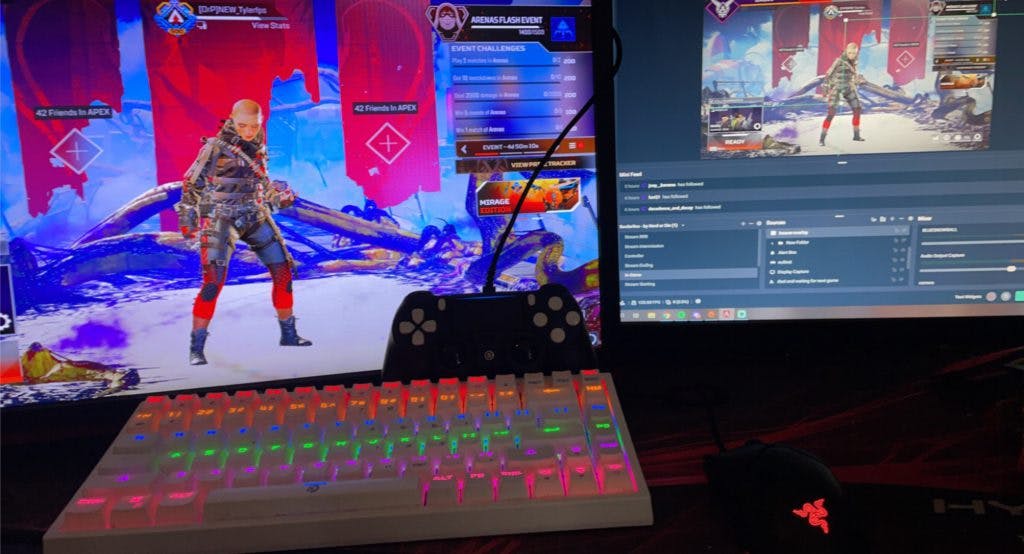 Tyler's rather bizarre setup means he uses controller to play but mouse and keyboard to loot