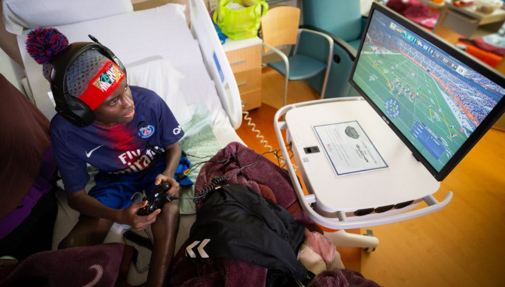 The Gamers Outreach karts allow children access to play even if they can't leave their bedside