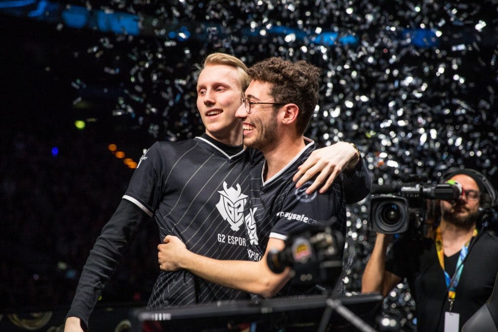 Zven and Mithy were a botlan duo for four years, winning three LEC titles together. Image via <a href="https://twitter.com/Zven/status/1069688812614414338/photo/2" target="_blank" rel="noreferrer noopener nofollow">Zven twitter</a>.