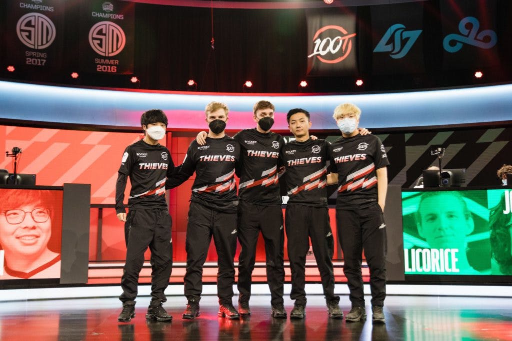 Nadeshot's LCS team 100 Thieves will represent NA at Worlds 2021 with the number one seed. image via espat.ai