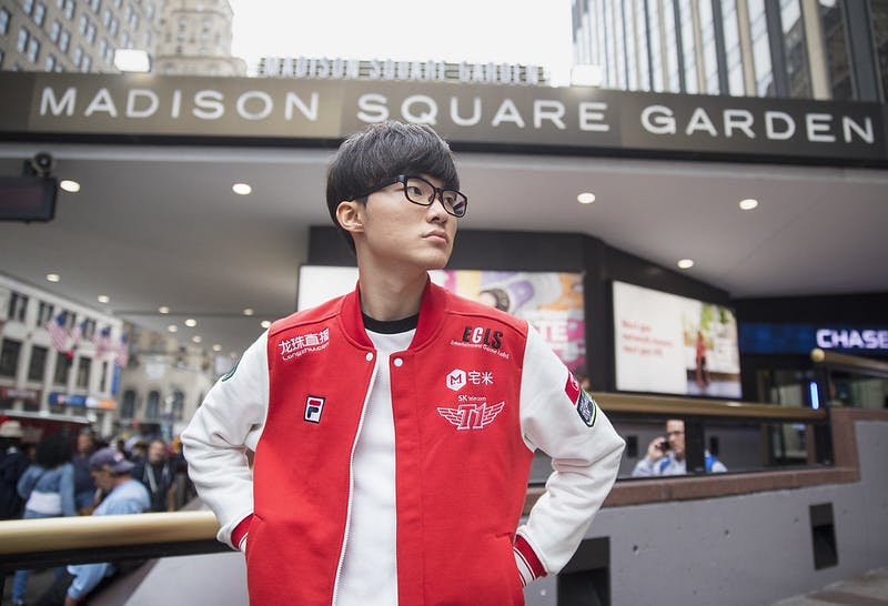 Faker outside of Madison Square Garden. Photo Credit: Riot Games