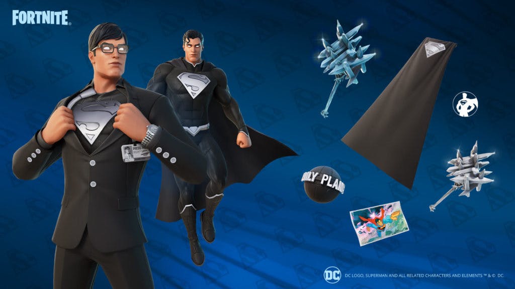 <em>The Alternate Shadow style for Superman and Clark Kent. Image Credit: </em><a href="https://www.epicgames.com/fortnite/en-US/news/dcs-superman-flies-into-fortnite-unlock-clark-kent-superman-and-more-with-special-quests"><em>Epic Games</em></a><em>.</em>
