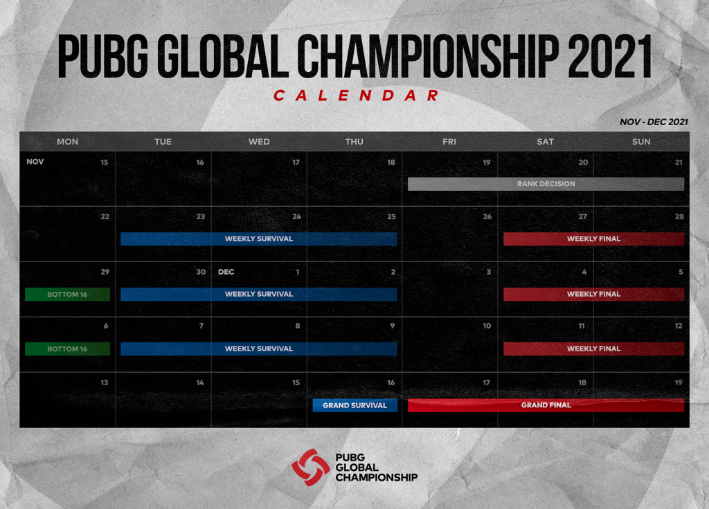 The schedule for PGC 2021. Image Credit: <a href="https://www.pubgesports.com/en/news/1105/view" target="_blank" rel="noreferrer noopener nofollow">PUBG Esports</a>.