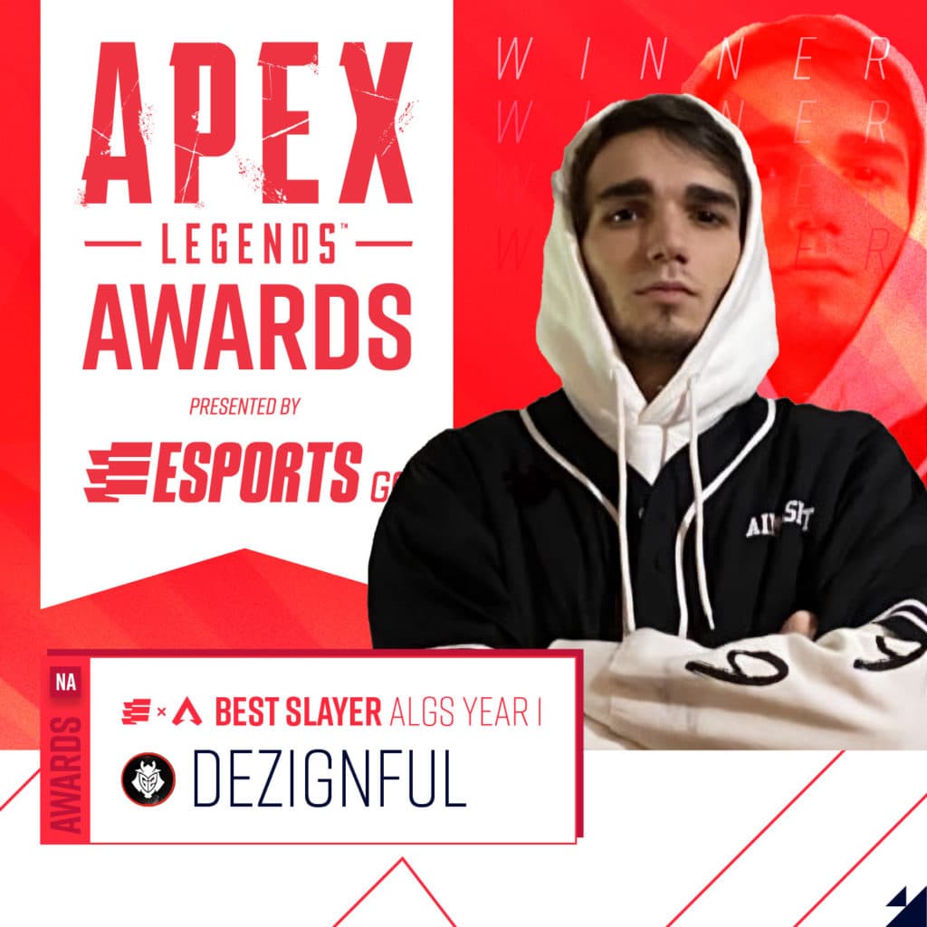 G2 Esports' Tyler "Dezignful" Gardner was crowned Best Slayer in the Esports.gg Apex Legends Awards