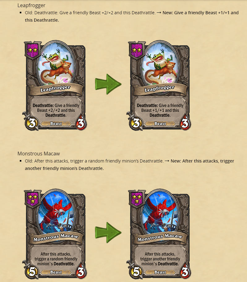 Hearthstone Battlegrounds Balance: Beasts Nerfs - Image by Blizzard