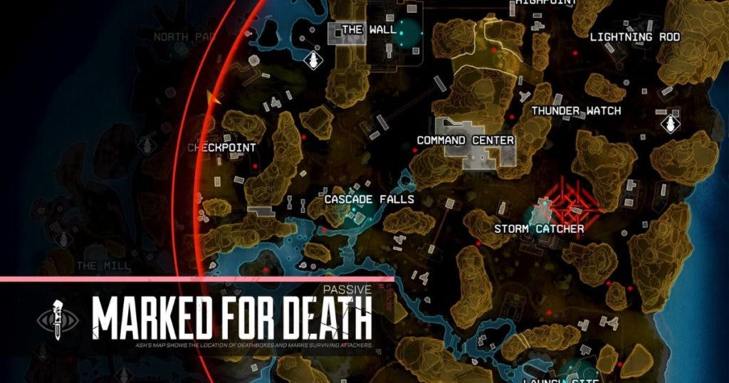 Marked for death allows Ash to scan death boxes and locate their killers on the map.