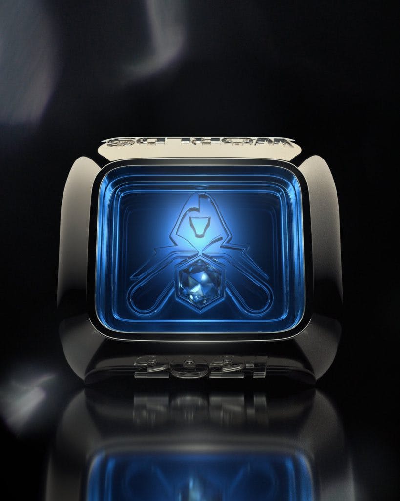 Each member of the Worlds 2021 Championship team will receive commemorative rings. Image Credit: <a href="https://twitter.com/lolesports/status/1451171444335906816" target="_blank" rel="noreferrer noopener nofollow">LoL Esports</a>.