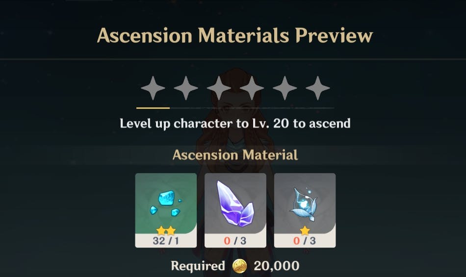 Materials needed to Ascend past lvl 20