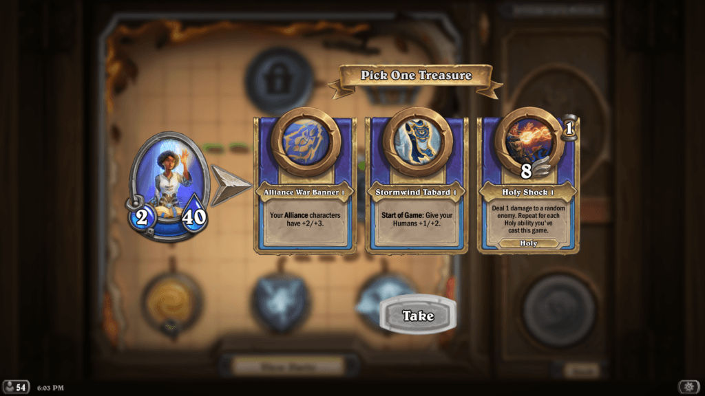 Hearthstone Mercenaries Treasure buffing Alliance characters