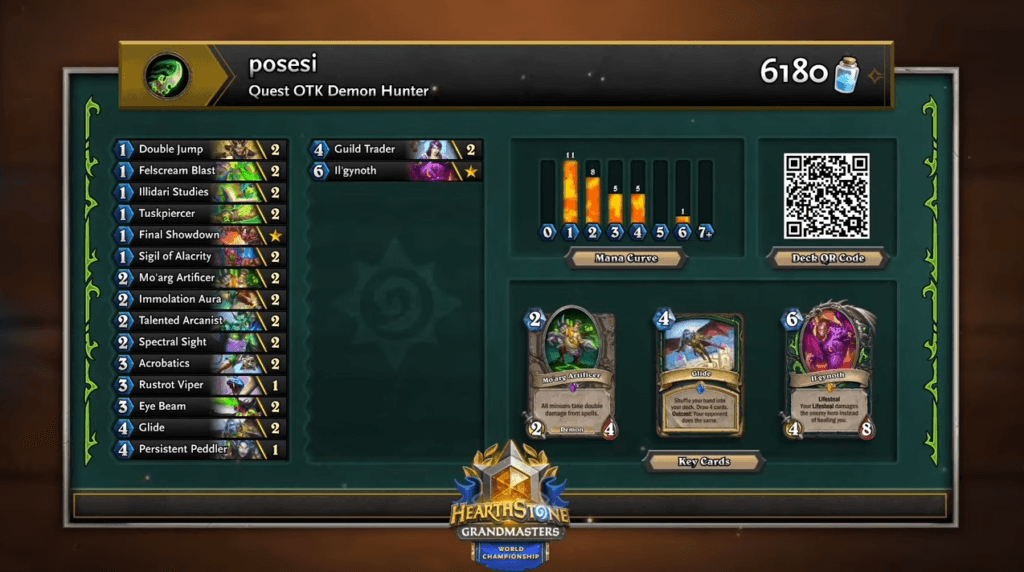 Posesi’s Quest OTK Demon Hunter deck. Image via Blizzard Entertainment.