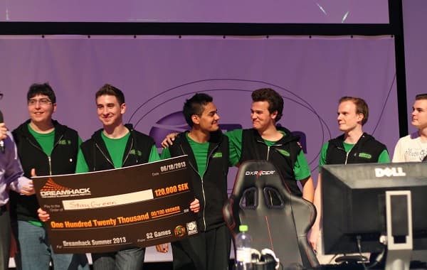 Zfreek, Kyle, and the rest of Stay Green celebrate victory at Dreamhack Summer 2013