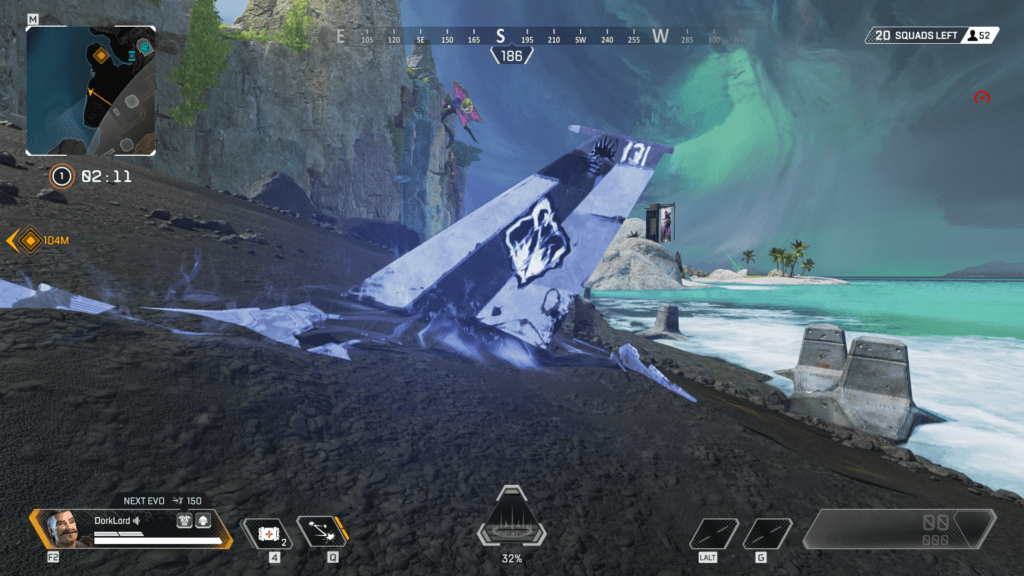 The emblem on the crashed aircraft's wing is from Salvo