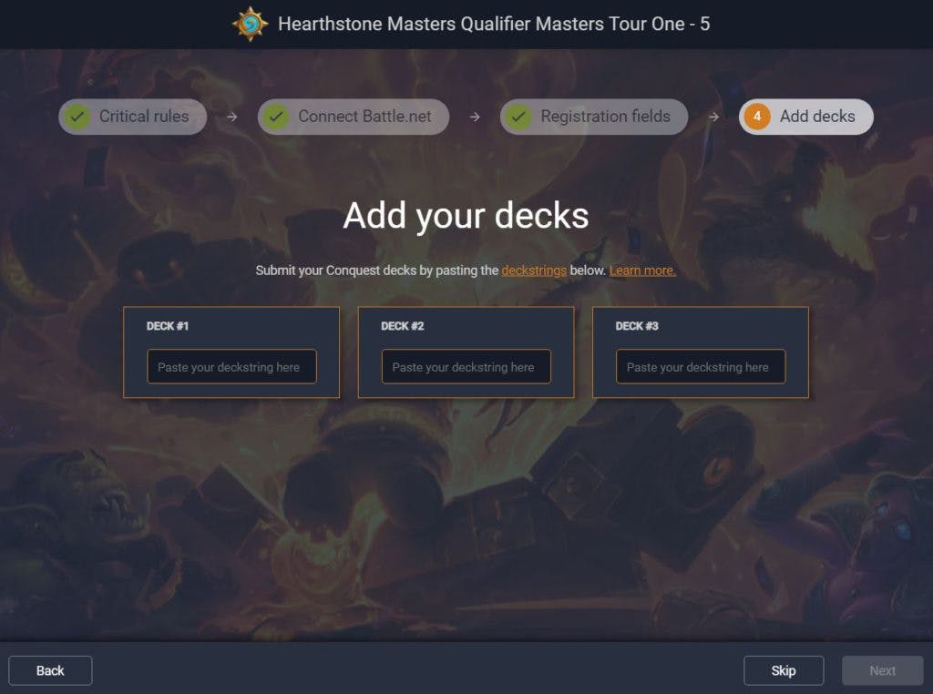 Deck Submission Screen