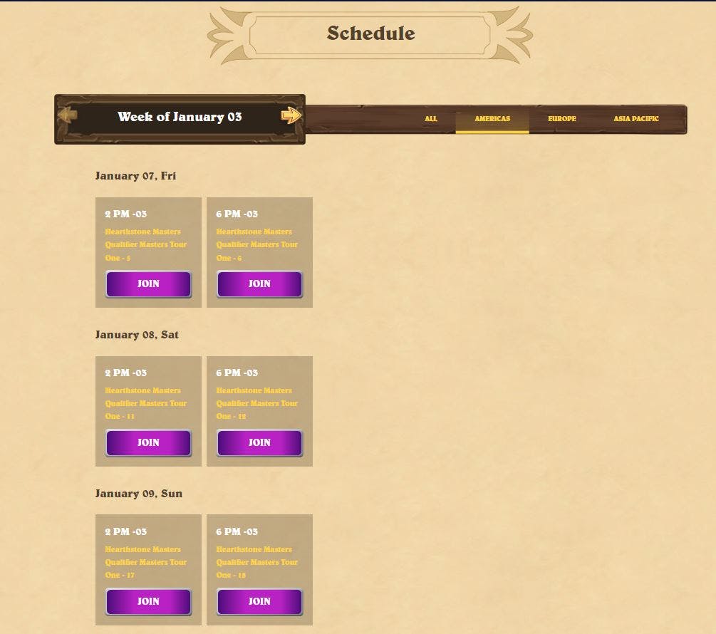 Hearthstone Masters Tour Qualifiers Schedule