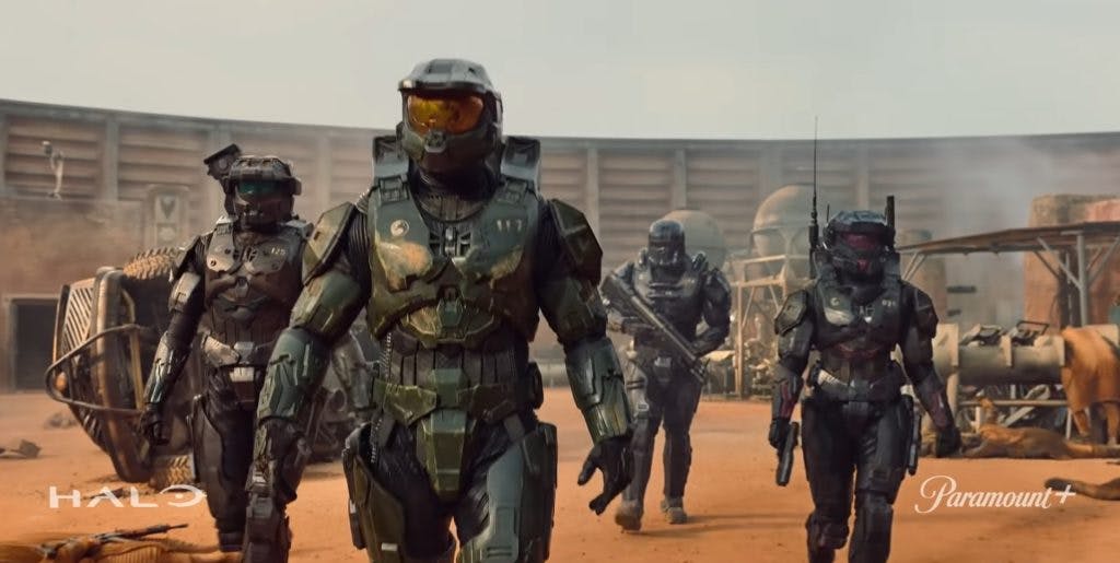The trailer shows three other Spartans