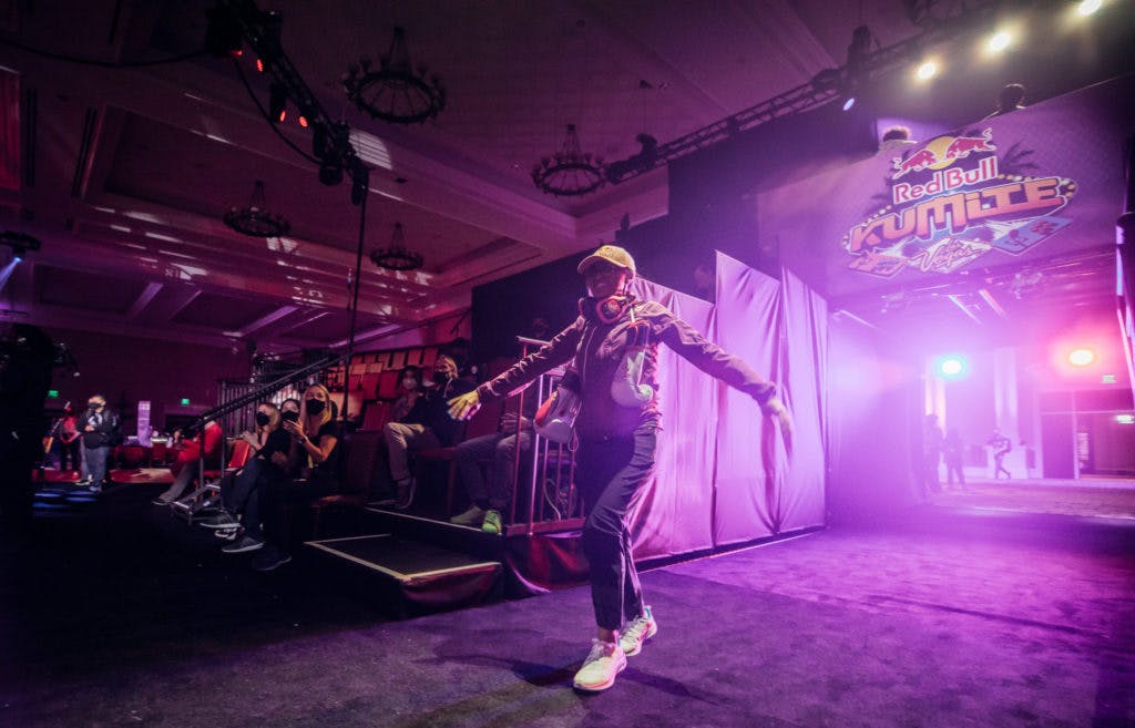 Jeannail 'Cuddle_Core' Carter enters the tunnel at Red Bull Kumite in Las Vegas, Nevada on November 13, 2021 // Li Xiu Hoang / Red Bull Content Pool