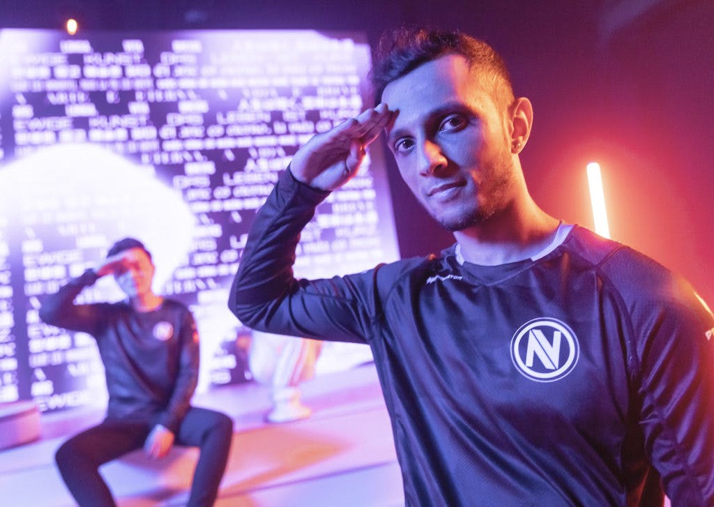BERLIN, GERMANY - SEPTEMBER 8: Team Envy's Pujan "FNS" Mehta poses at the VALORANT Champions Tour 2021: Stage 3 Masters Features Day on September 8, 2021 in Berlin, Germany. (Photo by Colin Young-Wolff/Riot Games)<br>