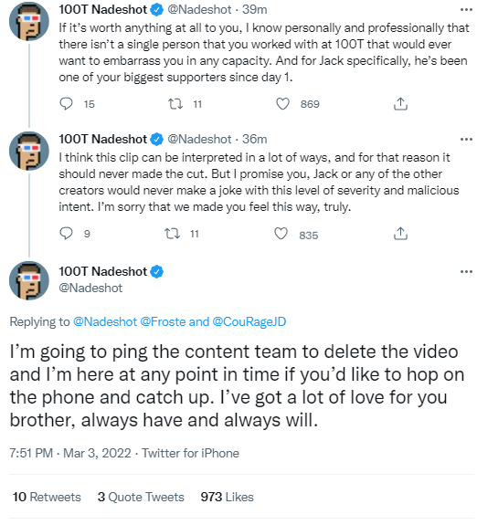 Nadeshot's apology