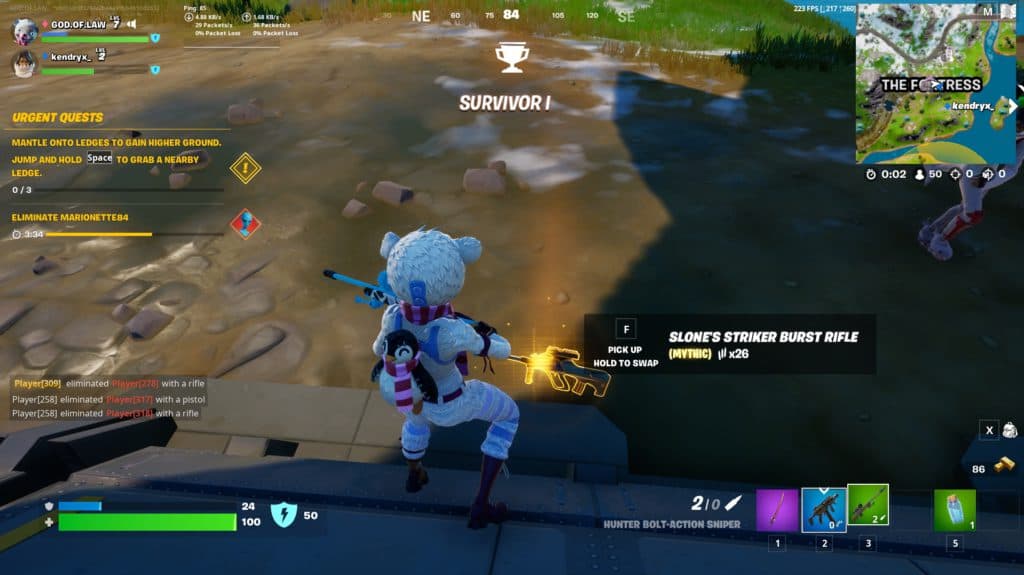 You can obtain the mythical Slone's Striker Burst Rifle at The Fortress