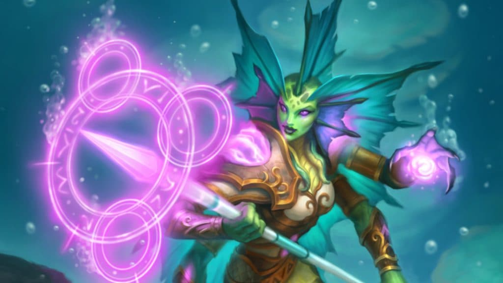 Spellcoiler is a Naga minion type in the new <a href="https://esports.gg/news/hearthstone/hearthstone-voyage-to-the-sunken-city-theorycrafting/">Hearthstone Voyage to the Sunken City expansion</a>. Image via Blizzard Entertainment.